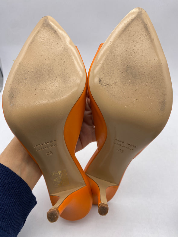Sandales en cuir orange