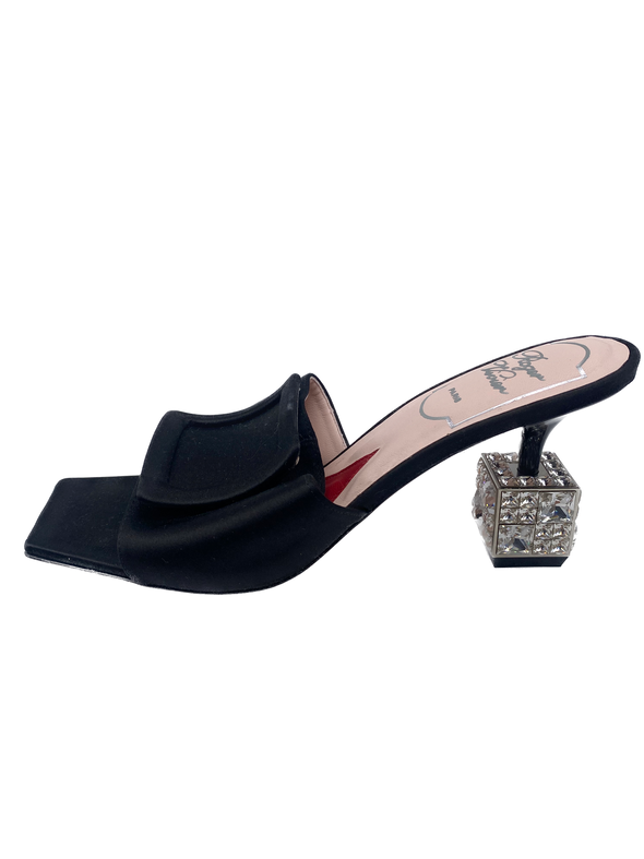 Mules Cube Strass heel en Satin