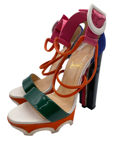 Sandales en cuir vernis multicolore
