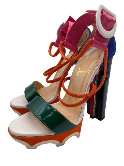 Sandales en cuir vernis multicolore