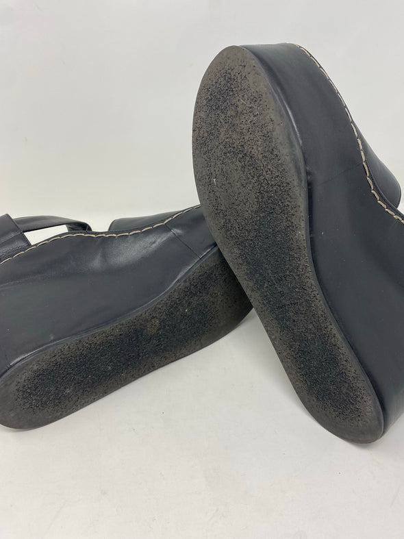 Sandales noires à plateforme en cuir