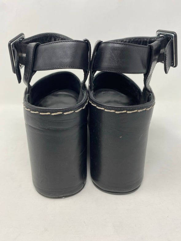 Sandales noires à plateforme en cuir