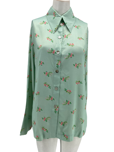 Chemise en soie à fleurs