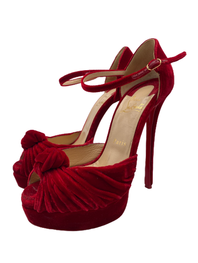 Sandales en velours rouge