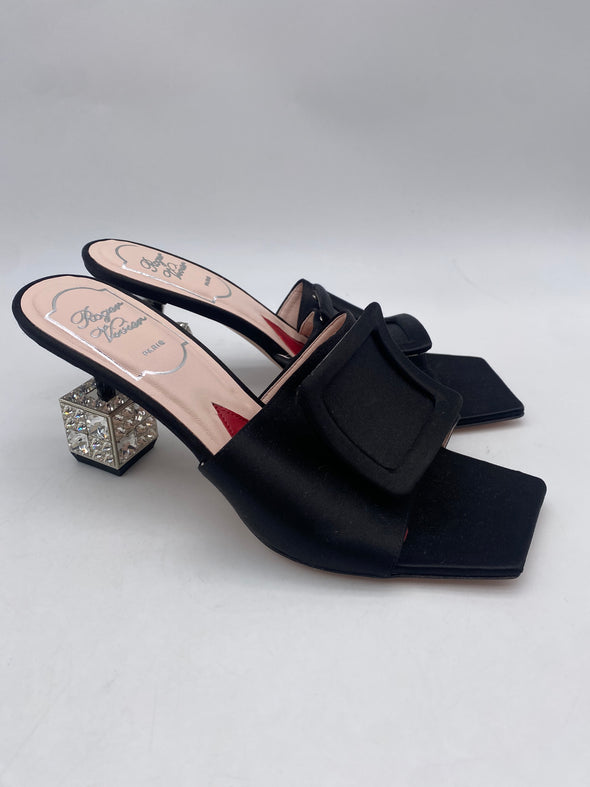 Mules Cube Strass heel en Satin