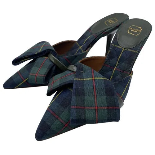 Mules en toile imprimé tartan